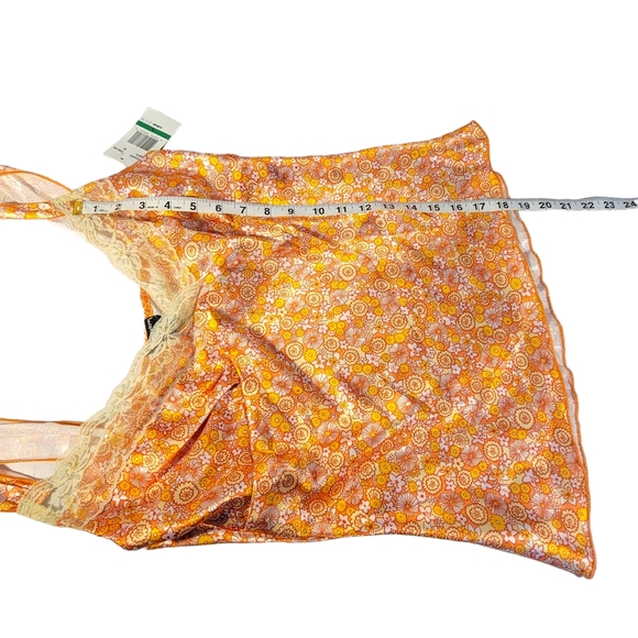 Eyeshadow Vintage Y2K Silky Feel Orange Lace Trim Floral Babygirl Camisole L - Picture 15 of 16
